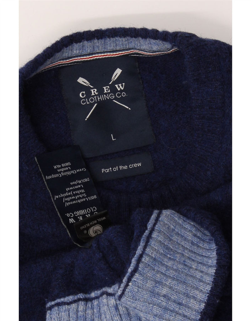 CREW CLOTHING Mens Crew Neck Jumper Sweater Large Navy Blue Lambswool Vintage Crew Clothing and Second-Hand Crew Clothing from Messina Hembry 