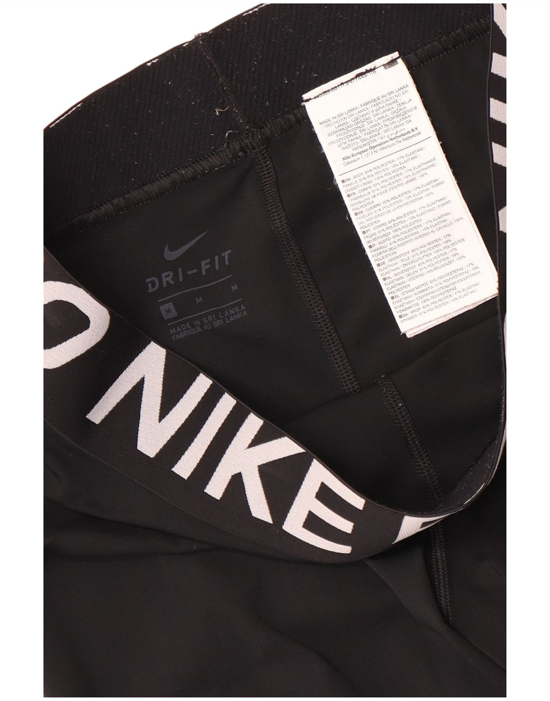 Nike Womens Dri Fit Graphic Capri Leggings UK 12 Medium  Black Polyester