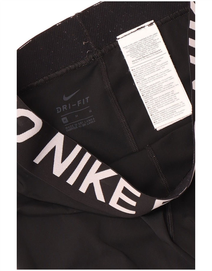 Nike Womens Dri Fit Graphic Capri Leggings UK 12 Medium  Black Polyester