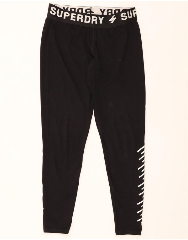 SUPERDRY Womens Graphic Leggings UK 12 Medium Black