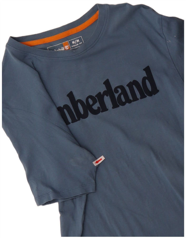 TIMBERLAND Mens Regular Fit Graphic T-Shirt Top Medium Blue Cotton