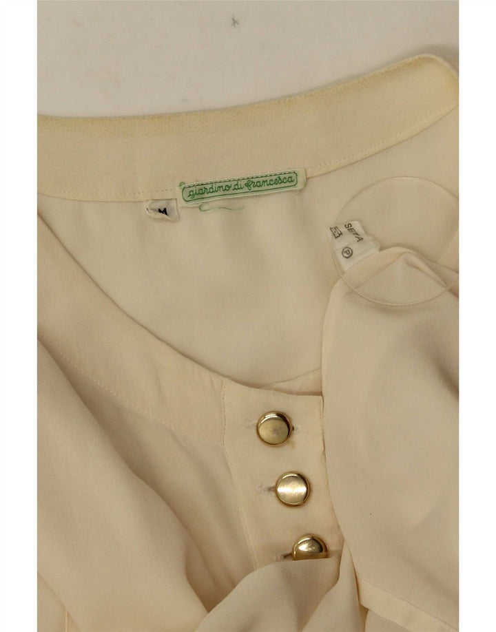 Vintage Womens Shirt Blouse UK 14 Medium Off White Silk
