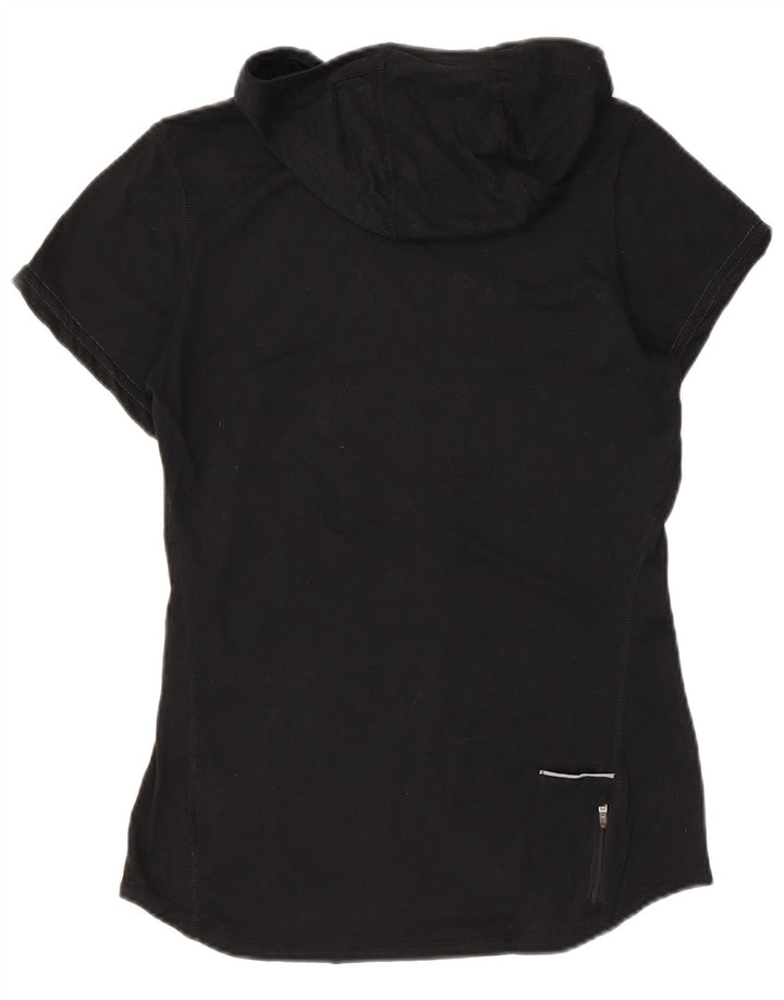 Nike Womens Dri Fit Hooded T-Shirt Top UK 10 Small Black Polyester