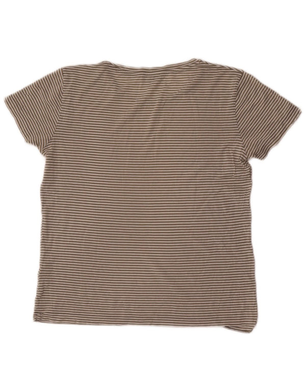 Cos Womens T-Shirt Top UK 14 Medium Grey Striped Cotton