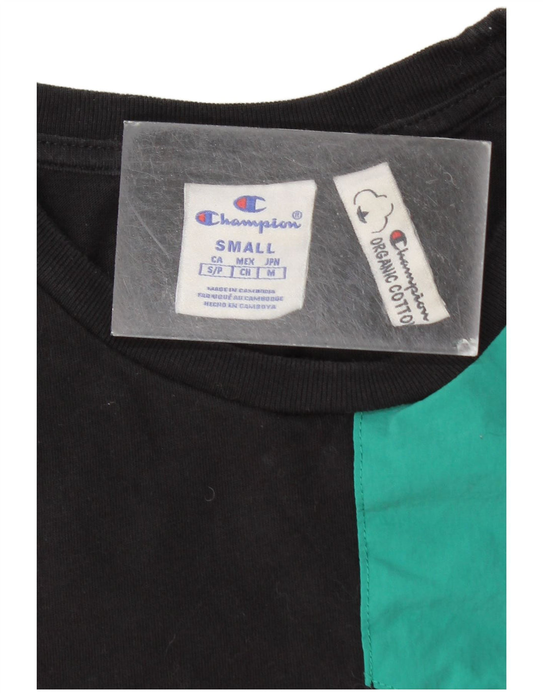 Champion Mens T-Shirt Top Small Black Colourblock Cotton