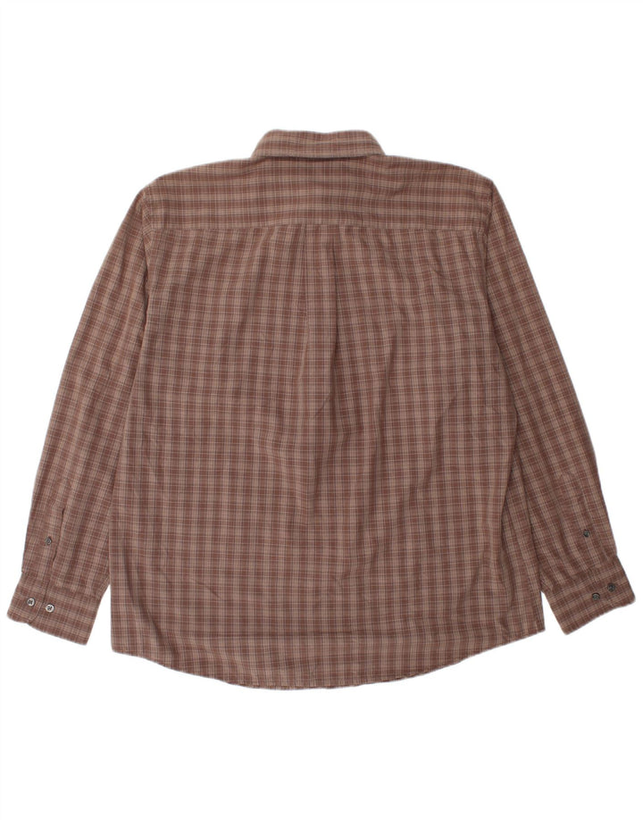 DOCKERS Mens Shirt Size 16 1/2 Large Brown Check Cotton
