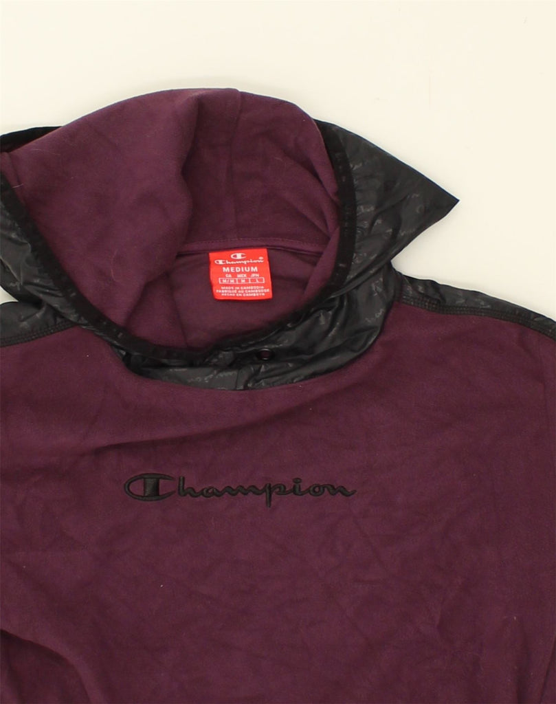 CHAMPION Womens Graphic Fleece Hoodie Jumper UK 14 Medium Burgundy | Vintage Champion | Thrift | Second-Hand Champion | Used Clothing | Messina Hembry 