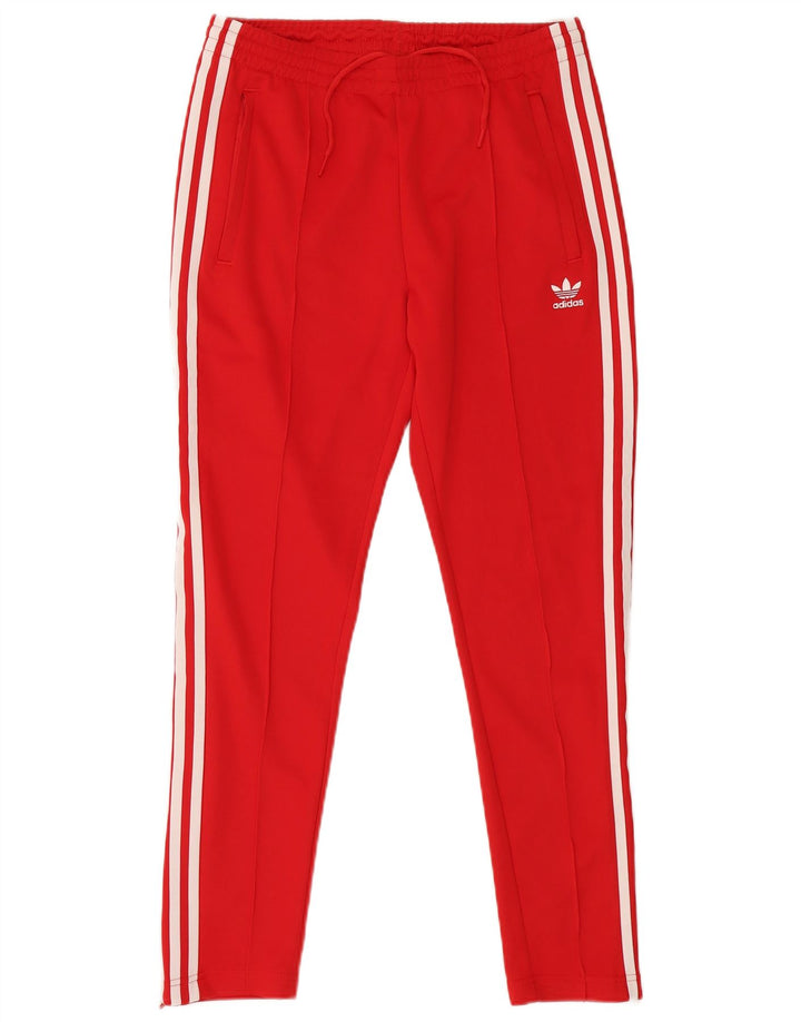 ADIDAS Womens Tracksuit Trousers UK 12/14 Medium Red Polyester