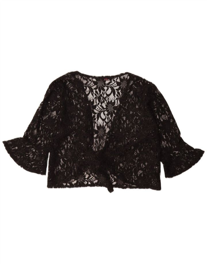 Nouvelle Womens Front Tie See Through Top UK 20/22 2XL Black Floral