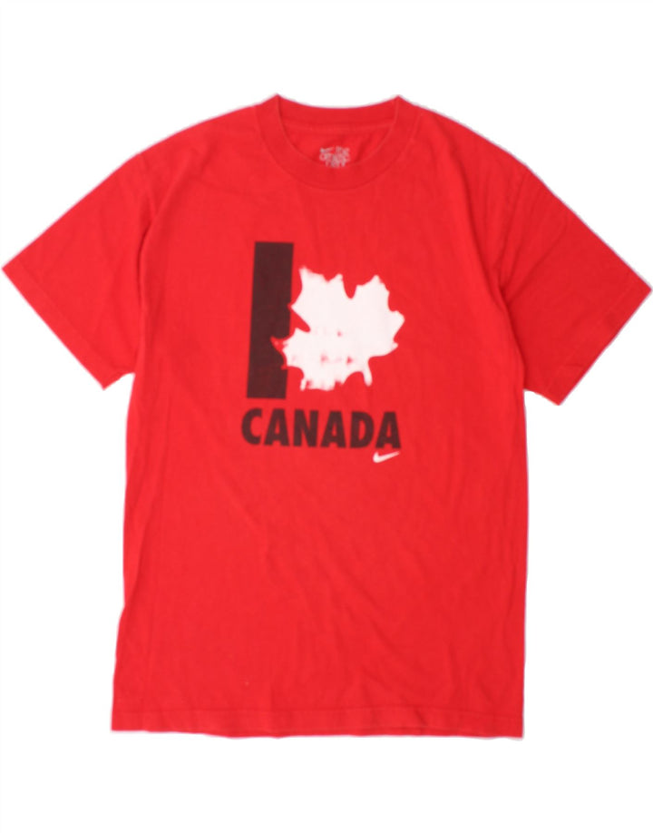 NIKE Mens Canada Standard Fit Graphic T-Shirt Top Medium Red Cotton Vintage Nike and Second-Hand Nike from Messina Hembry 