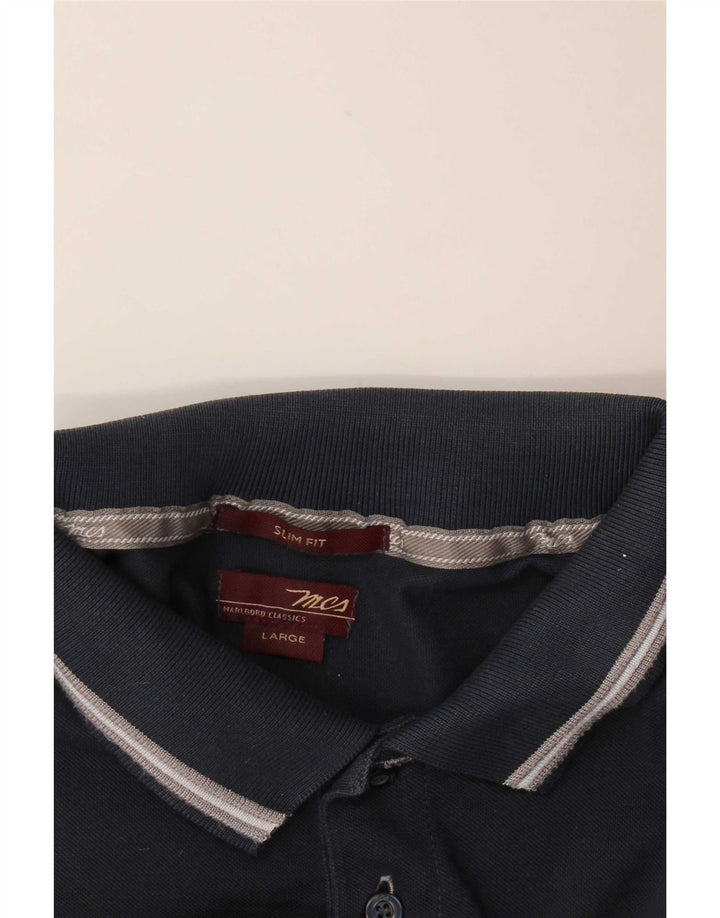 Marlboro Classics Mens Slim Fit Polo Shirt Large Navy Blue