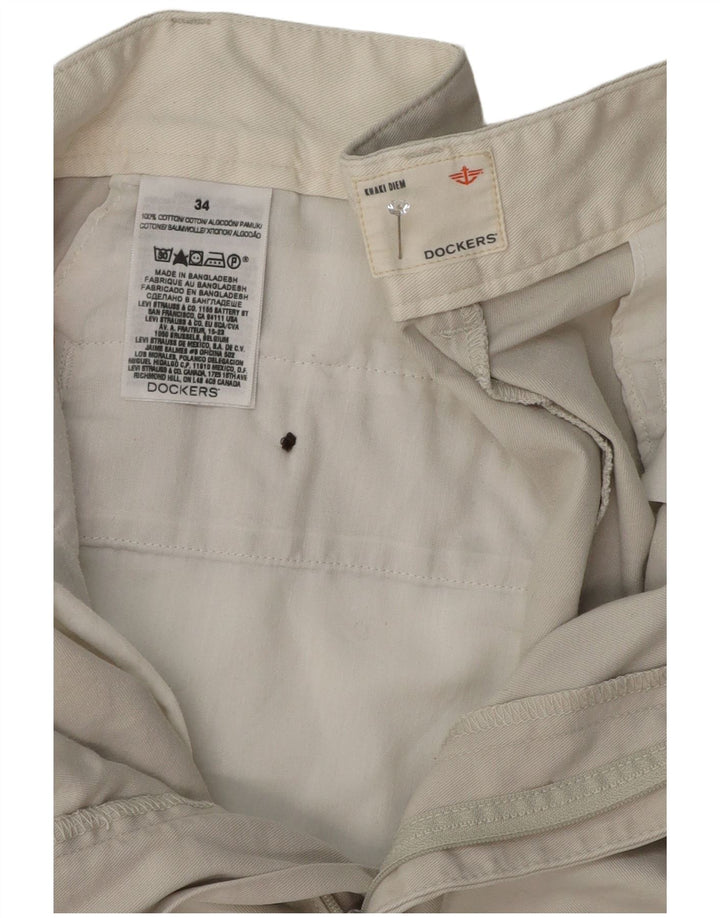 Dockers Mens Khakis Chino Shorts W34 Large Grey Cotton