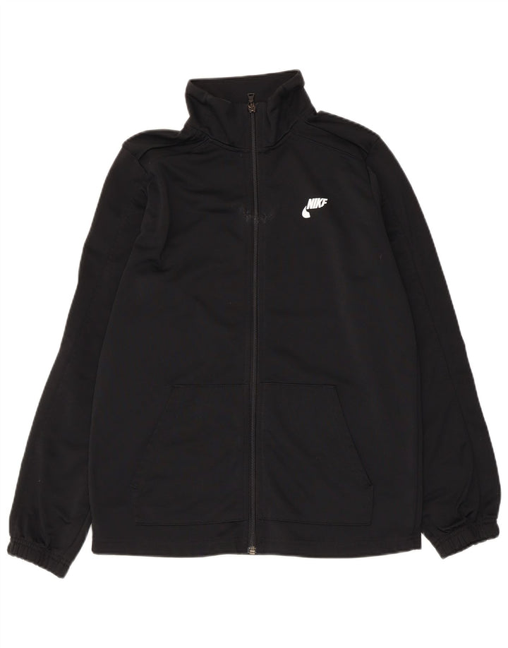 Nike Boys Graphic Tracksuit Top Jacket 13-14 Years XL Black Polyester