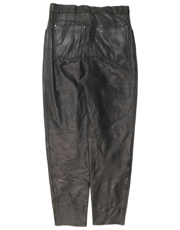 Vintage Womens Tapered Leather Trousers IT 42 Medium W30 L30 Black