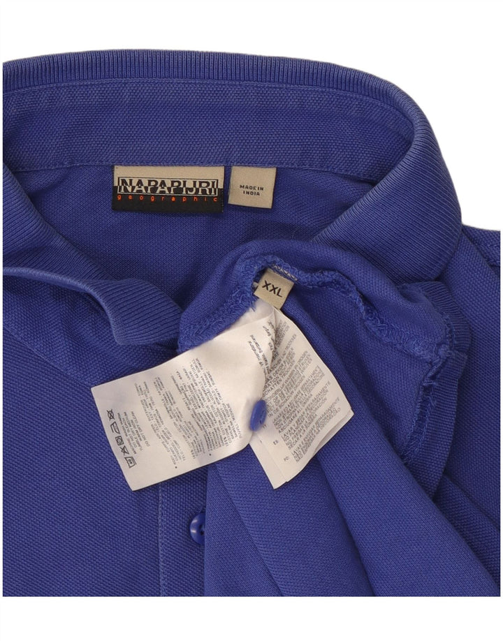 Napapijri Mens Polo Shirt 2XL Blue Cotton