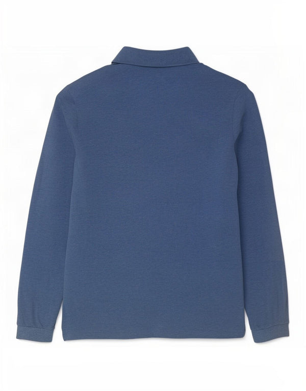 Lacoste Mens Long Sleeve Classic Fit Polo Shirt Size 6 XL Blue Cotton
