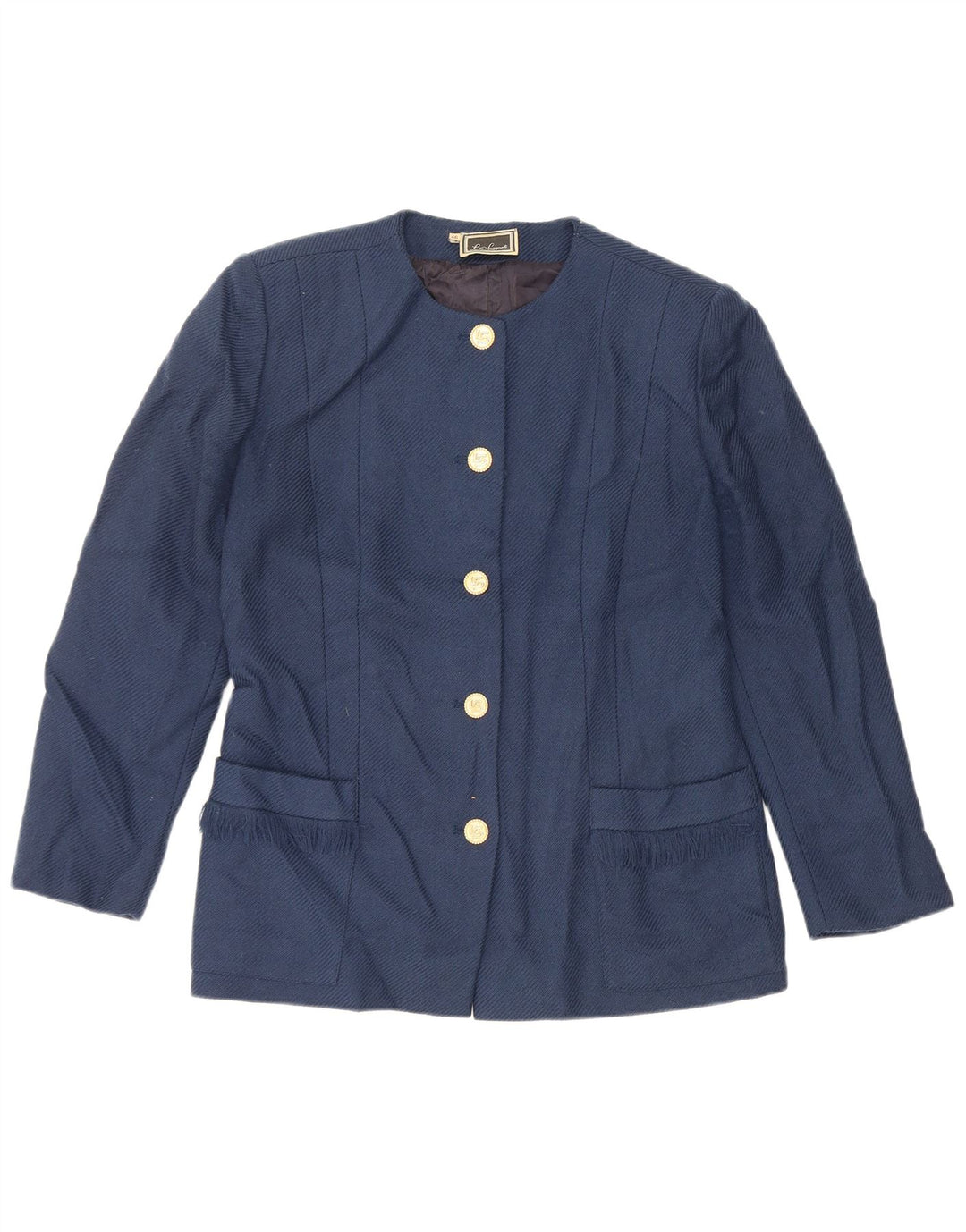 Luisa Spagnoli Womens 5 Button Blazer Jacket IT 46 Large Blue Virgin Wool