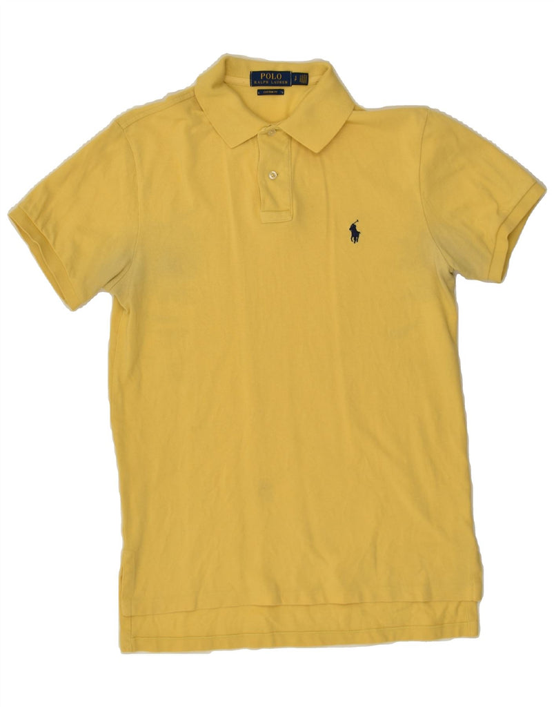 POLO RALPH LAUREN Mens Custom Fit Polo Shirt Small Yellow | Vintage Polo Ralph Lauren | Thrift | Second-Hand Polo Ralph Lauren | Used Clothing | Messina Hembry 