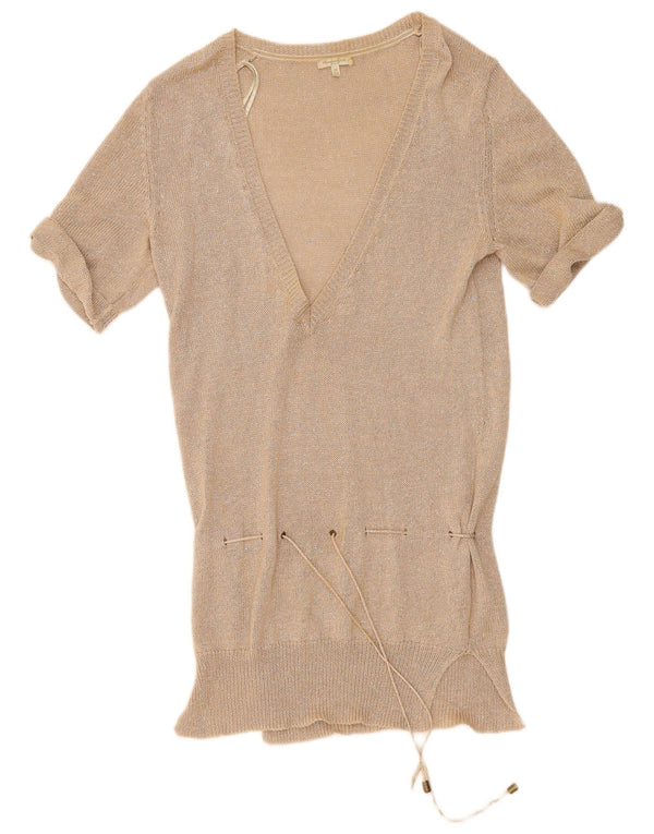 Massimo Dutti Womens Jumper Dress UK 14 Medium Beige Flecked Linen