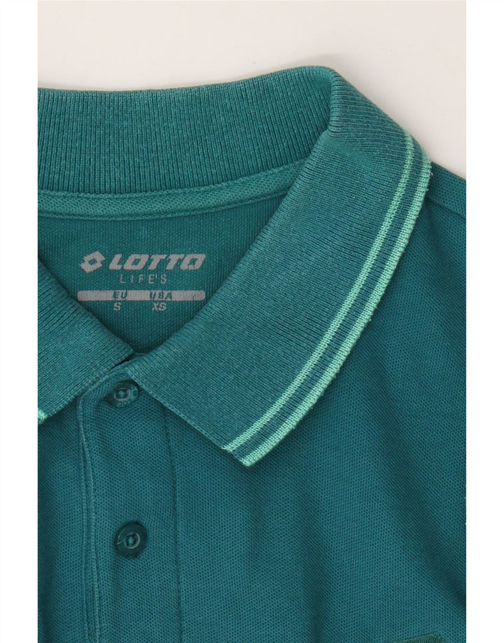 Lotto Mens Polo Shirt Small Turquoise Striped