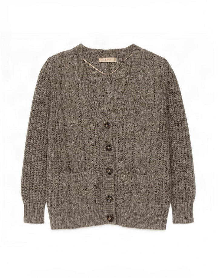 Zara Womens Cardigan Sweater UK 10 Small Grey Acrylic