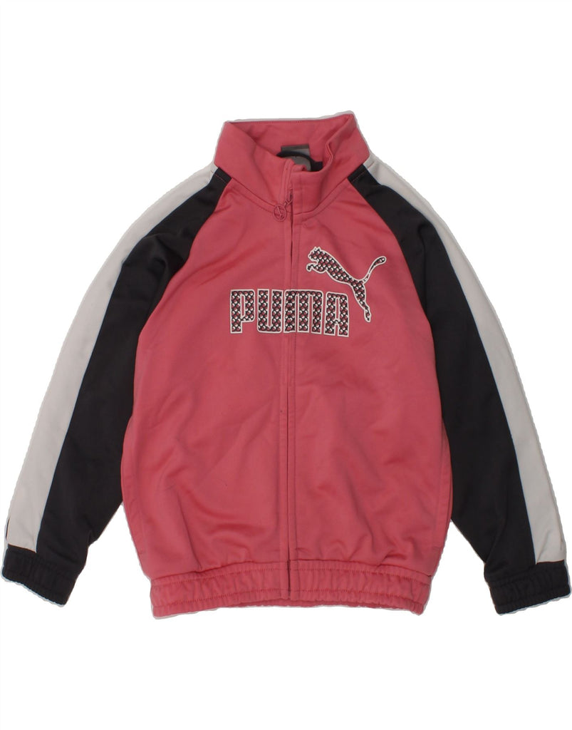 PUMA Girls Graphic Tracksuit Top Jacket 2-3 Years Pink Colourblock | Vintage Puma | Thrift | Second-Hand Puma | Used Clothing | Messina Hembry 