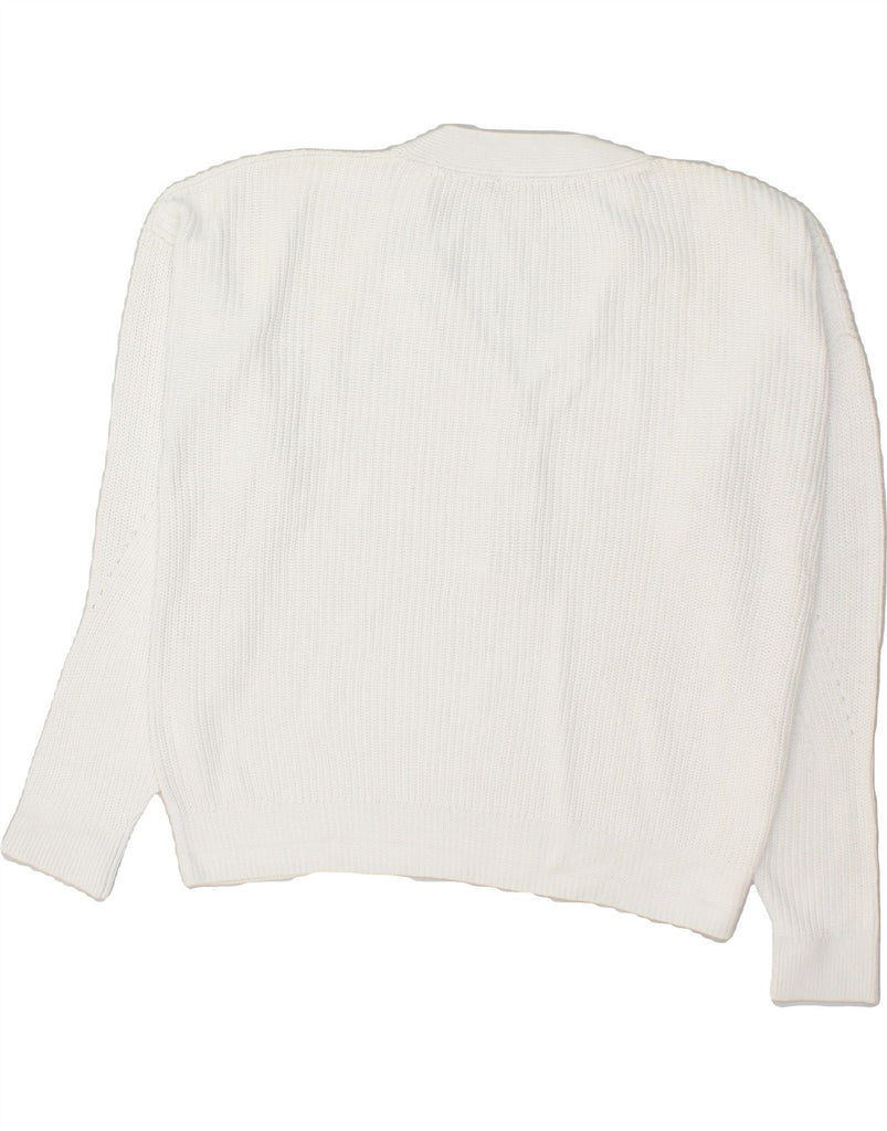 TOMMY HILFIGER Womens Oversized V-Neck Jumper Sweater UK 10 Small White | Vintage Tommy Hilfiger | Thrift | Second-Hand Tommy Hilfiger | Used Clothing | Messina Hembry 