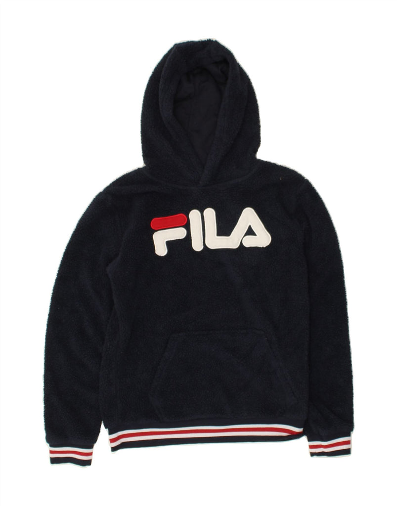 FILA Girls Fleece Graphic Hoodie Jumper 15-16 Years XL  Navy Blue | Vintage Fila | Thrift | Second-Hand Fila | Used Clothing | Messina Hembry 