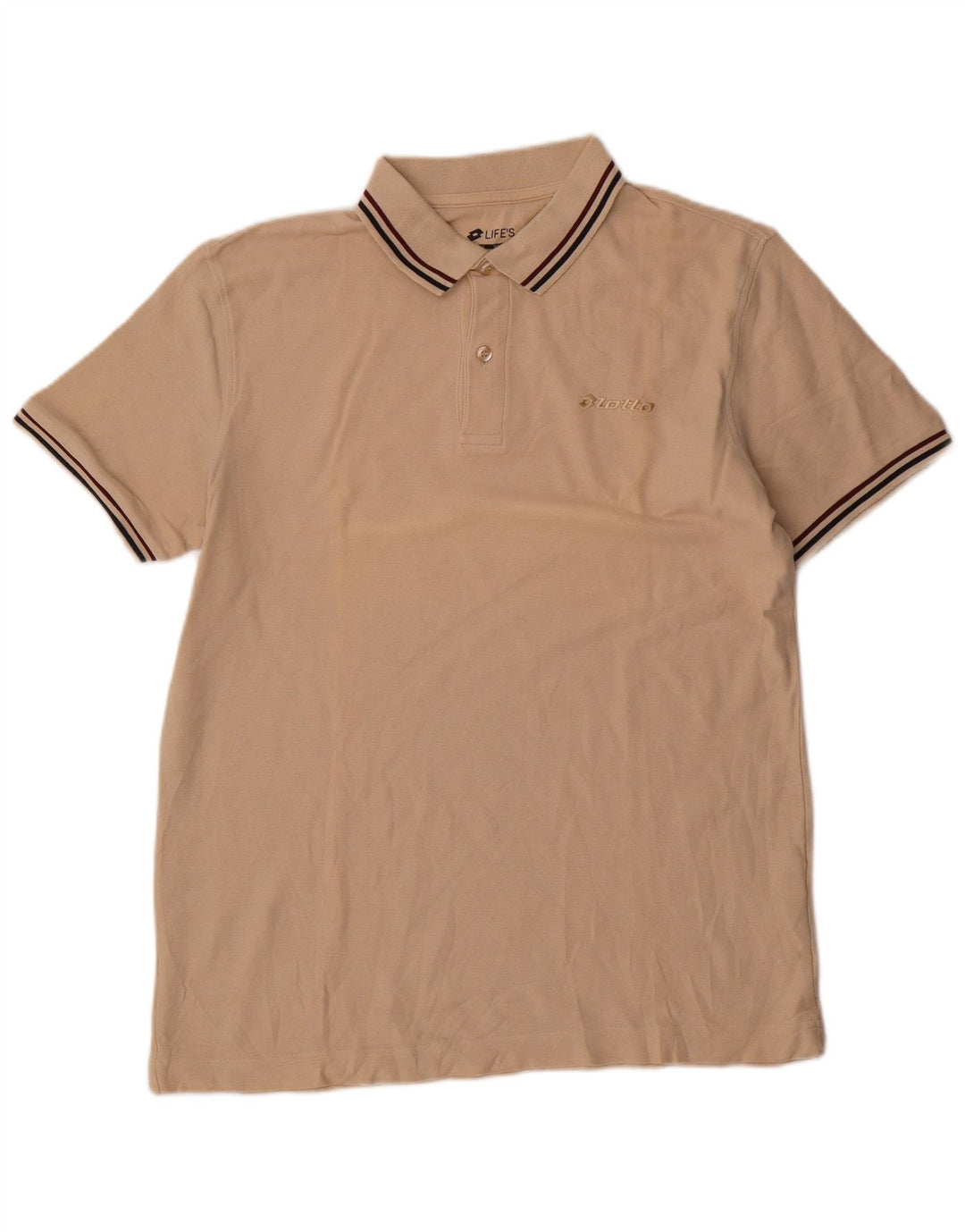 Lotto Mens Polo Shirt Large Beige Cotton