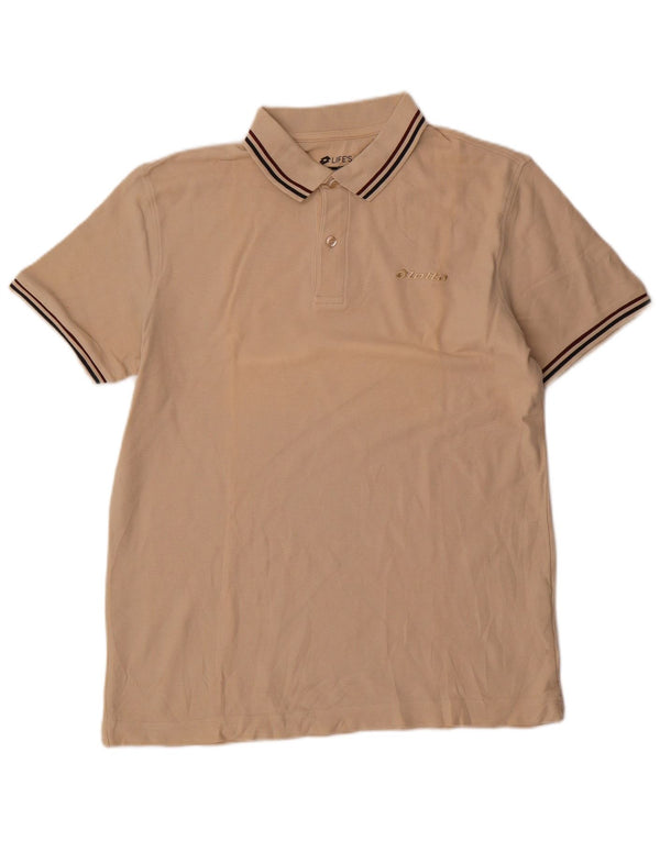 Lotto Mens Polo Shirt Large Beige Cotton