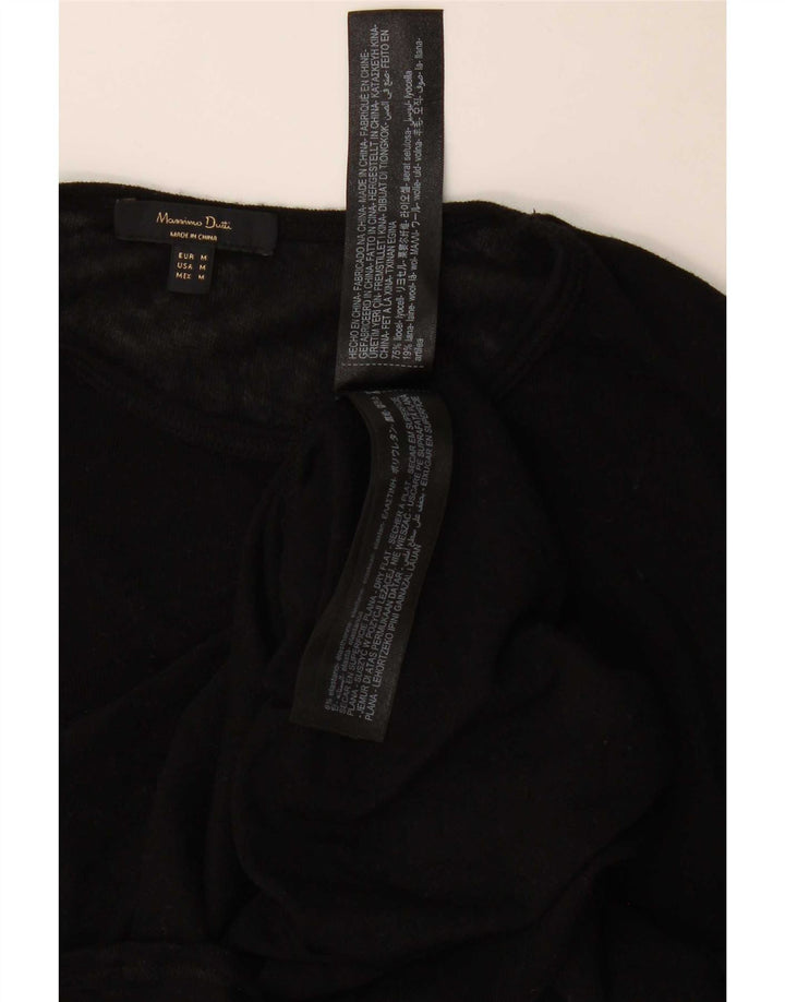 Massimo Dutti Womens Boat Neck Jumper Sweater UK 12 Medium Black