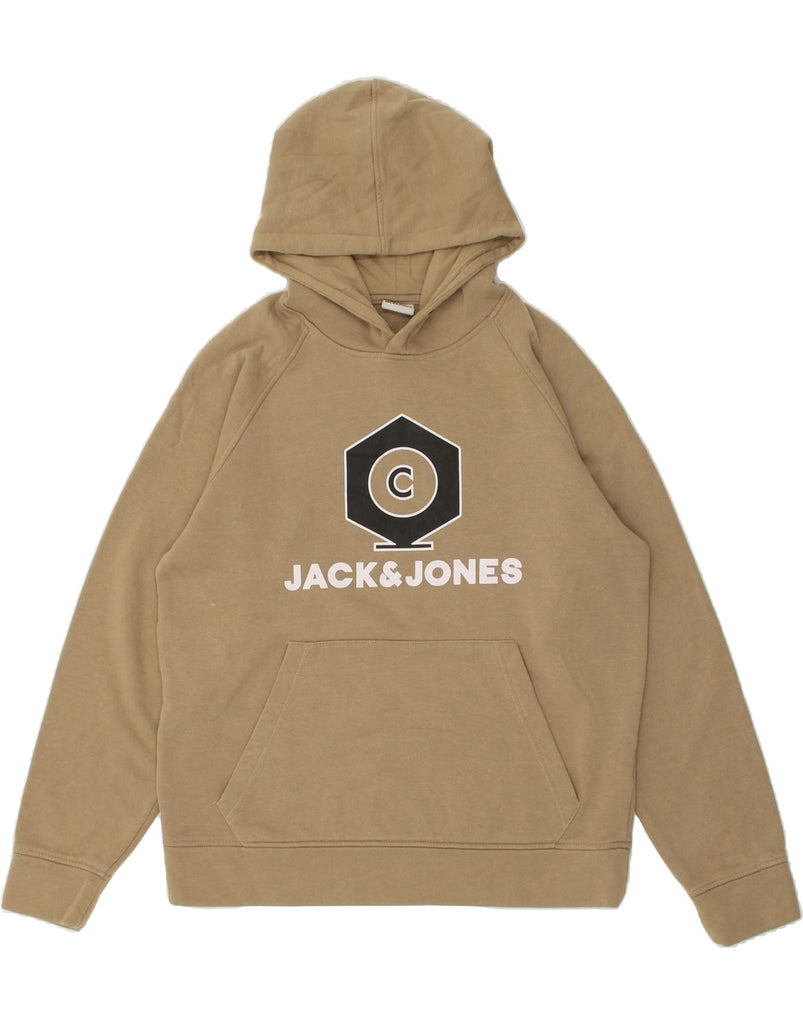 JACK & JONES Mens Graphic Hoodie Jumper Large Beige Cotton | Vintage Jack & Jones | Thrift | Second-Hand Jack & Jones | Used Clothing | Messina Hembry 