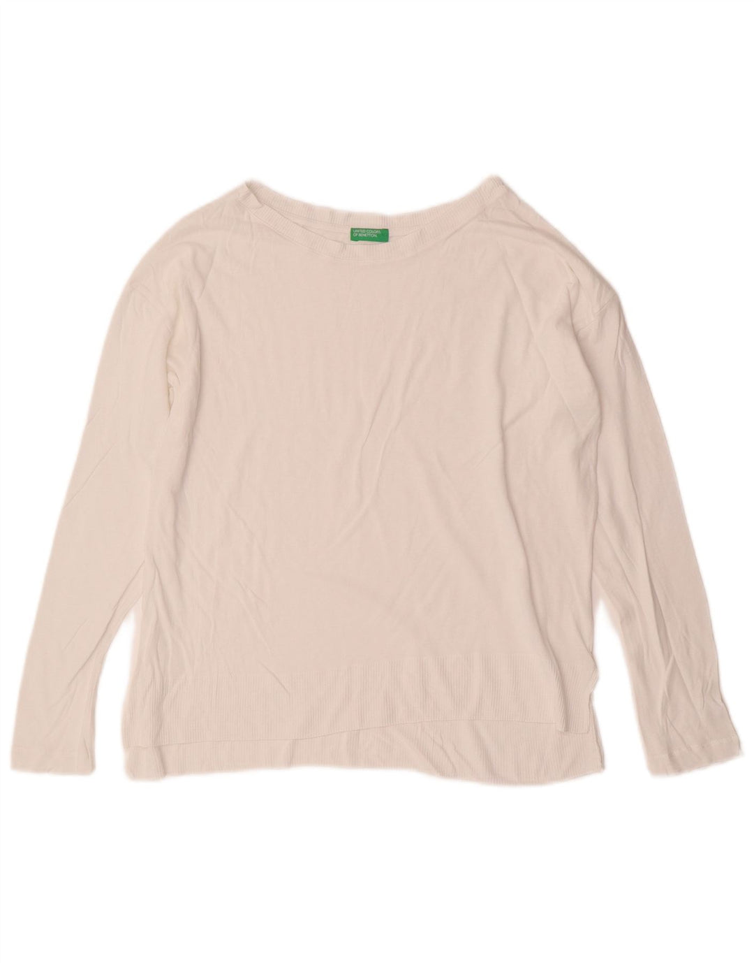 BENETTON Womens Boat Neck Jumper Sweater UK 14 Medium White