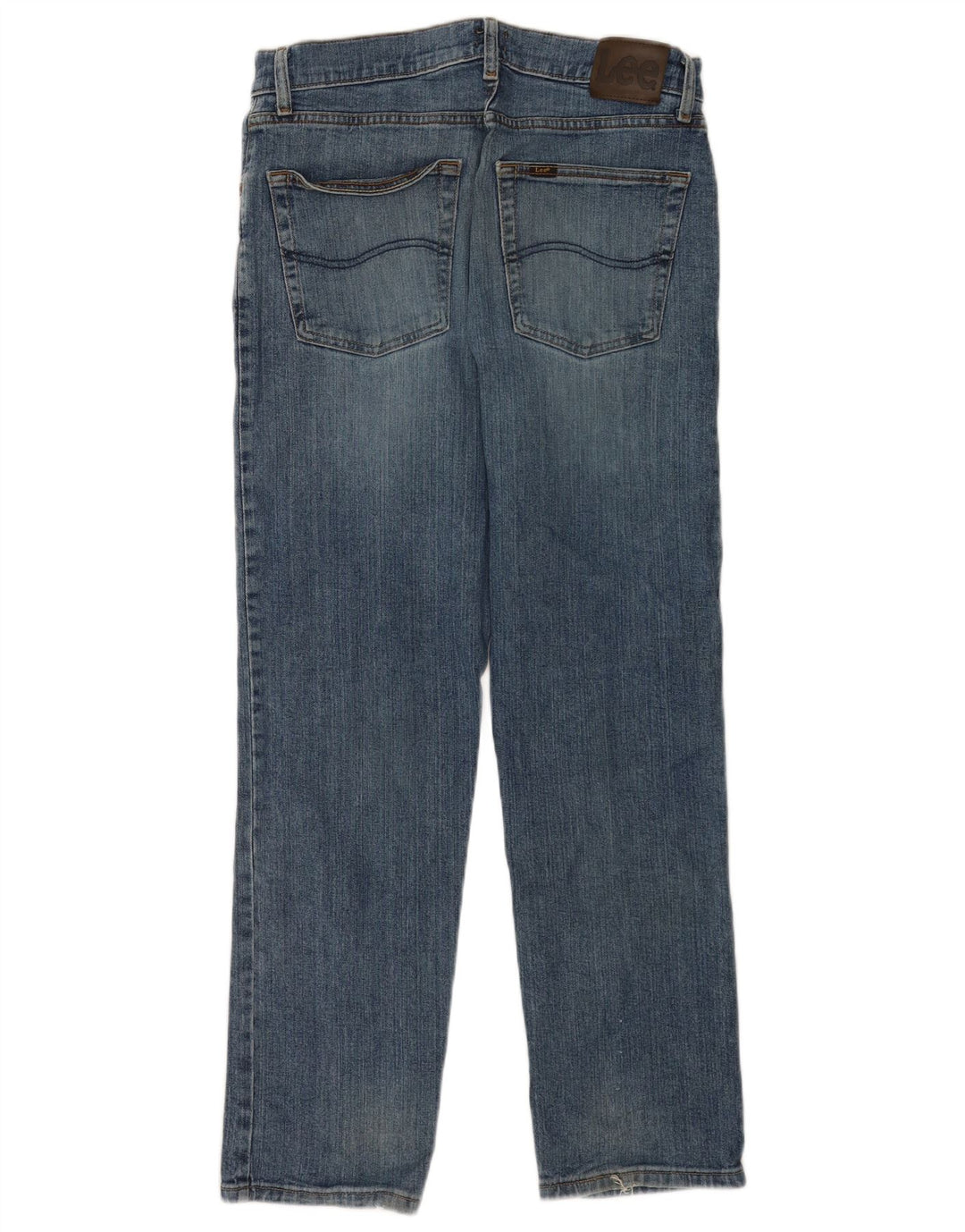 Lee Mens Distressed Regular Fit Straight Jeans W32 L30 Blue Cotton