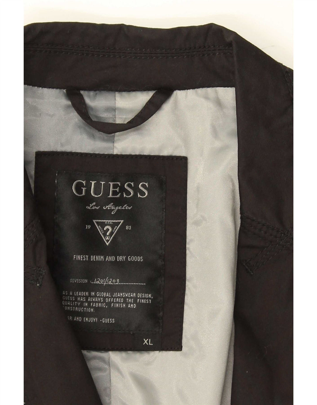 Guess Mens 1 Button Blazer Jacket UK 42 XL Black Cotton