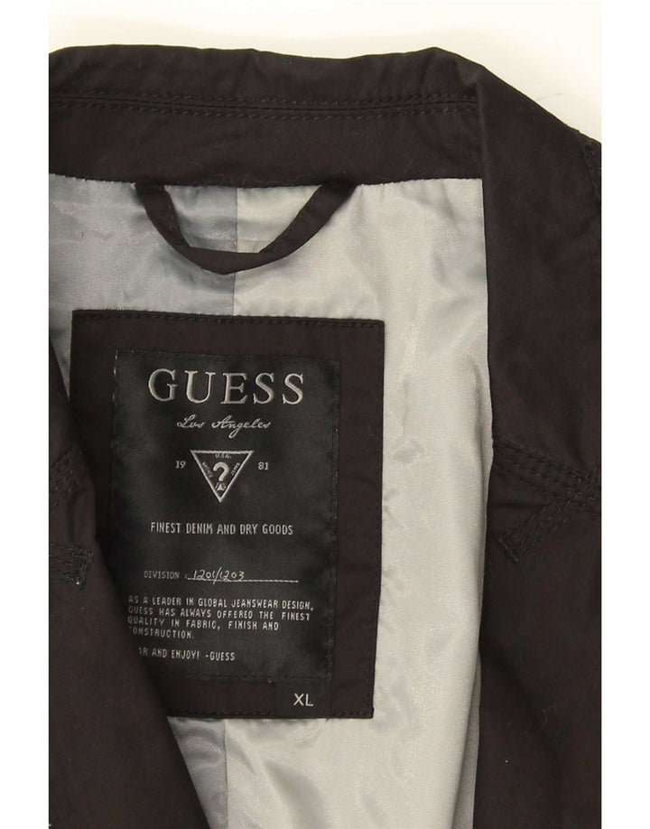 Guess Mens 1 Button Blazer Jacket UK 42 XL Black Cotton