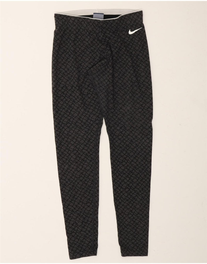 NIKE Womens Leggings UK 8 Small  Grey Geometric Cotton Vintage Nike and Second-Hand Nike from Messina Hembry 