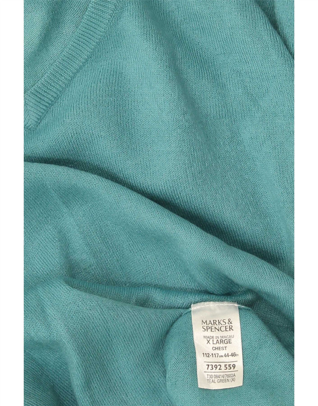 Marks & Spencer Mens V-Neck Jumper Sweater XL Green Acrylic