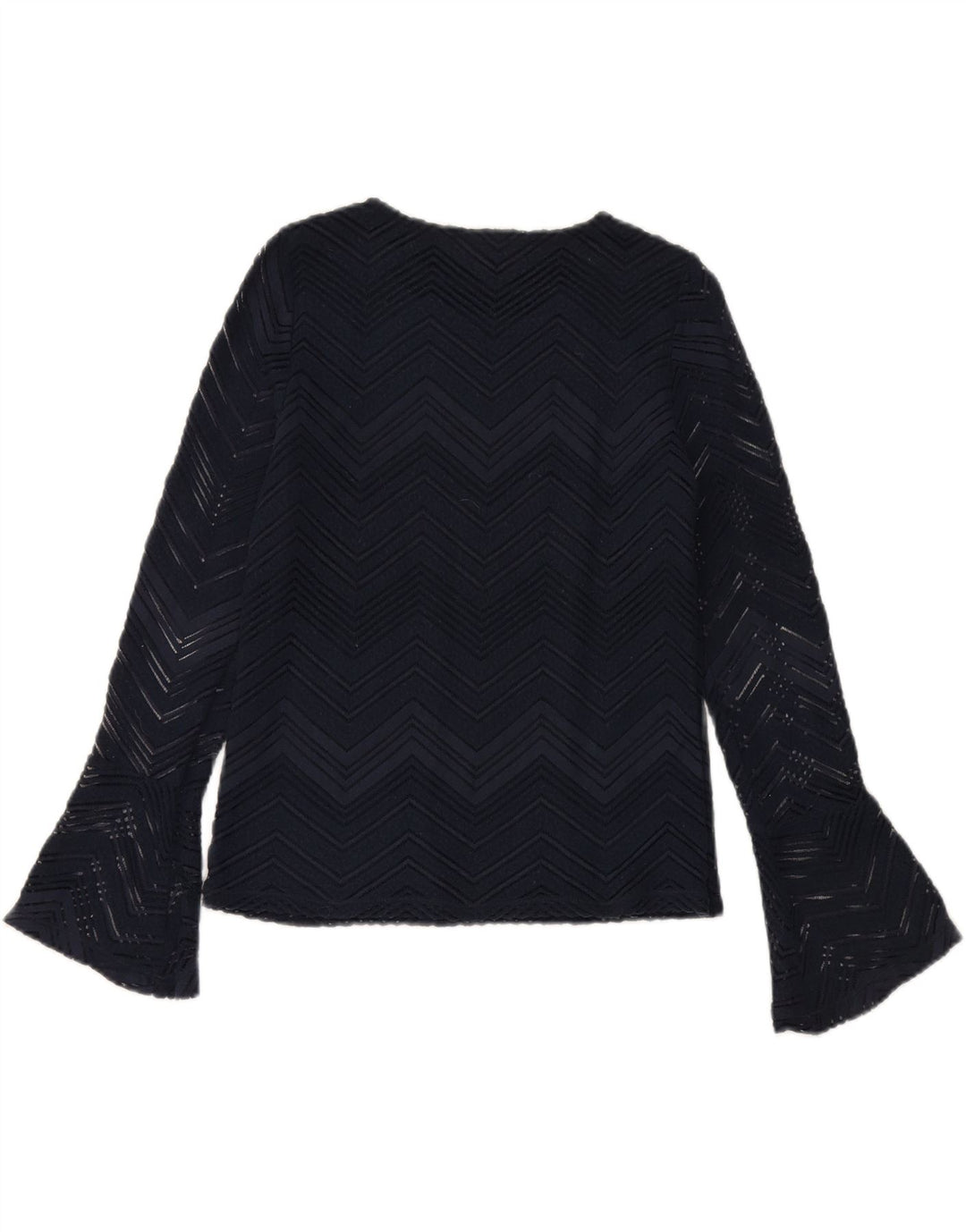 MARKS & SPENCER Womens Blouse Top UK 8 Small  Navy Blue Chevron Vintage Marks & Spencer and Second-Hand Marks & Spencer from Messina Hembry 