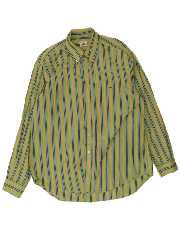 Lacoste Mens Shirt Size 44 XL Green Striped