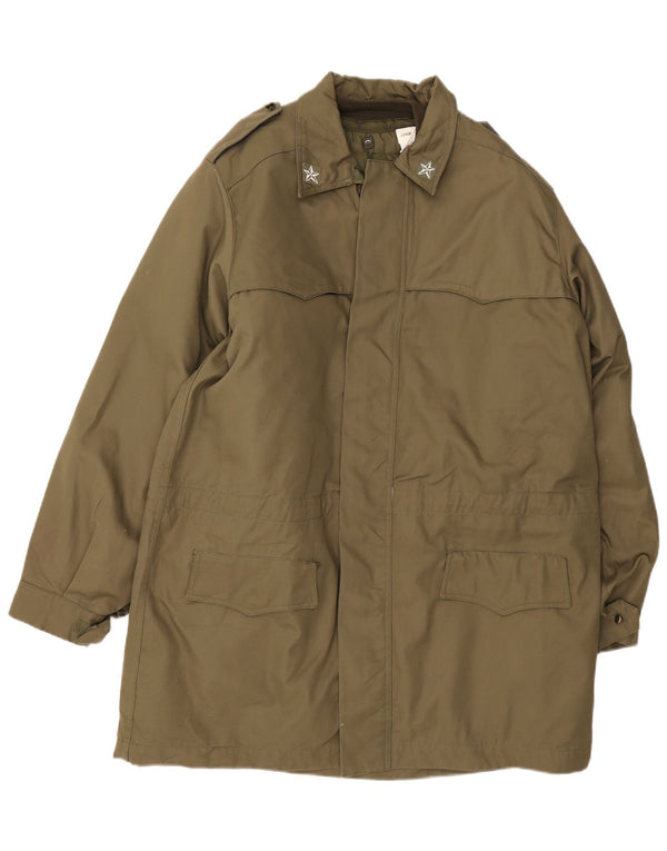 Vintage Mens Military Jacket IT 54 2XL Khaki Polyamide