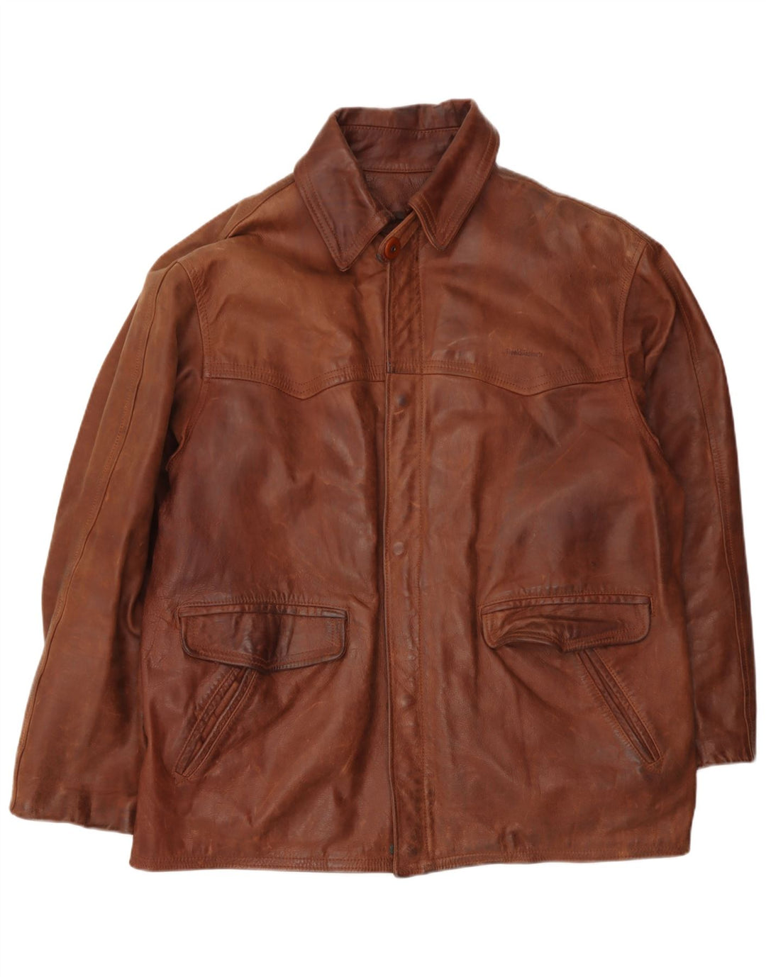 Vintage Mens Leather Jacket UK 40 Large Brown Leather