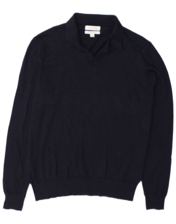 Marks & Spencer Mens Autograph Polo Neck Jumper Sweater Large Navy Blue