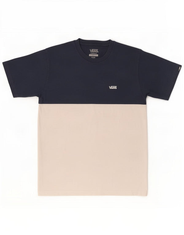 Vans Mens Classic Fit T-Shirt Top Small Navy Blue Colourblock Cotton
