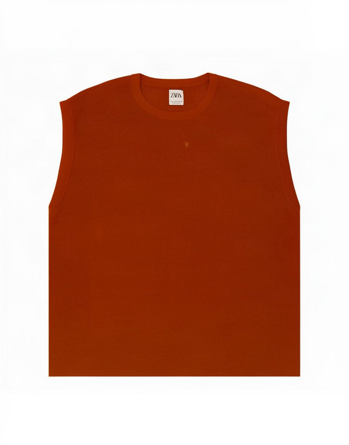 Zara Mens Vest Top XL Orange Cotton