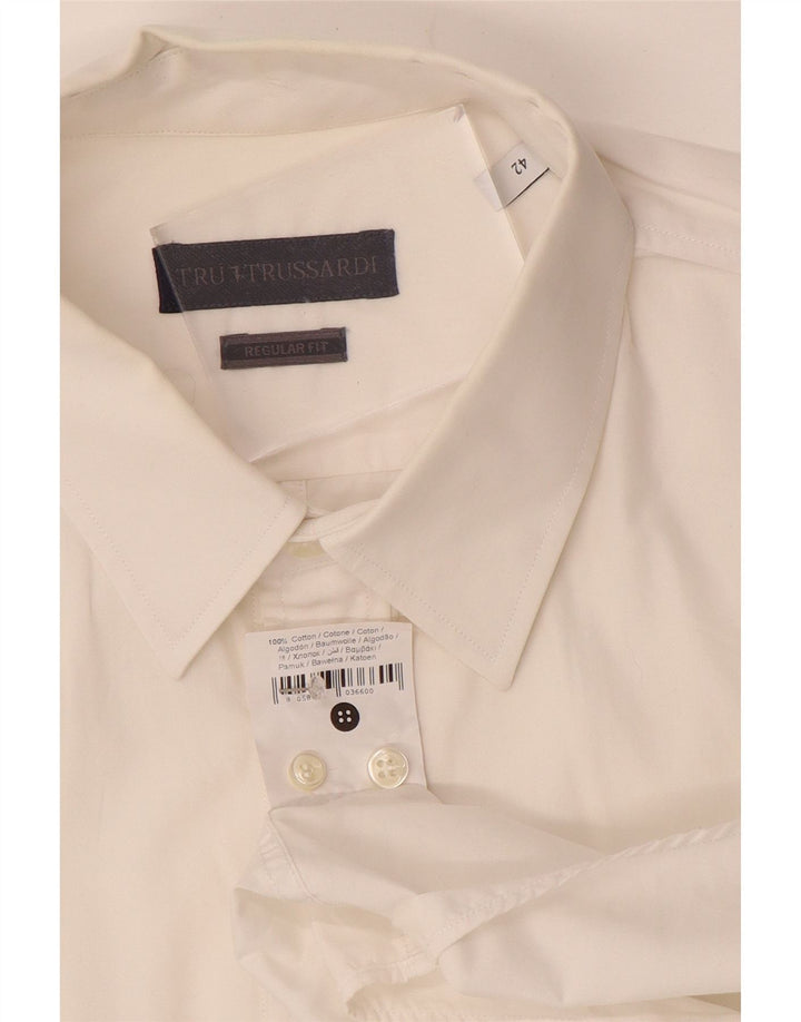 TRUSSARDI Mens Shirt Size 42 Large White Cotton