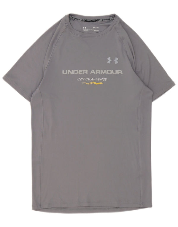 Under Armour Mens Heat Gear Graphic T-Shirt Top Small Grey Polyester