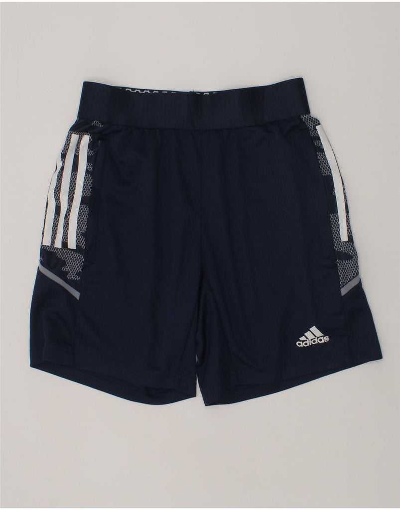 ADIDAS Boys Prime Blue Sport Shorts 11-12 Years Navy Blue Polyester | Vintage Adidas | Thrift | Second-Hand Adidas | Used Clothing | Messina Hembry 