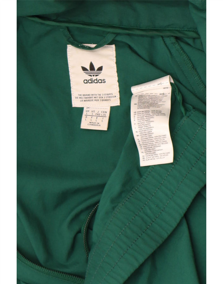 Adidas Mens Tracksuit Top Jacket Large Green Colourblock Nylon