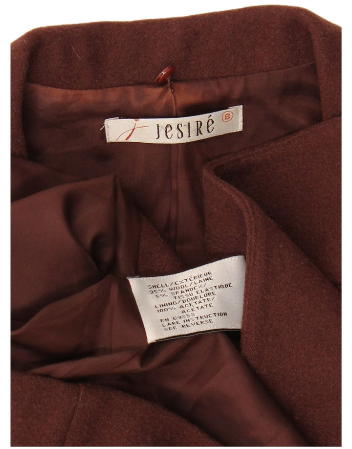 JESIRE Womens 3 Button Blazer Jacket UK 10 Small Brown Wool